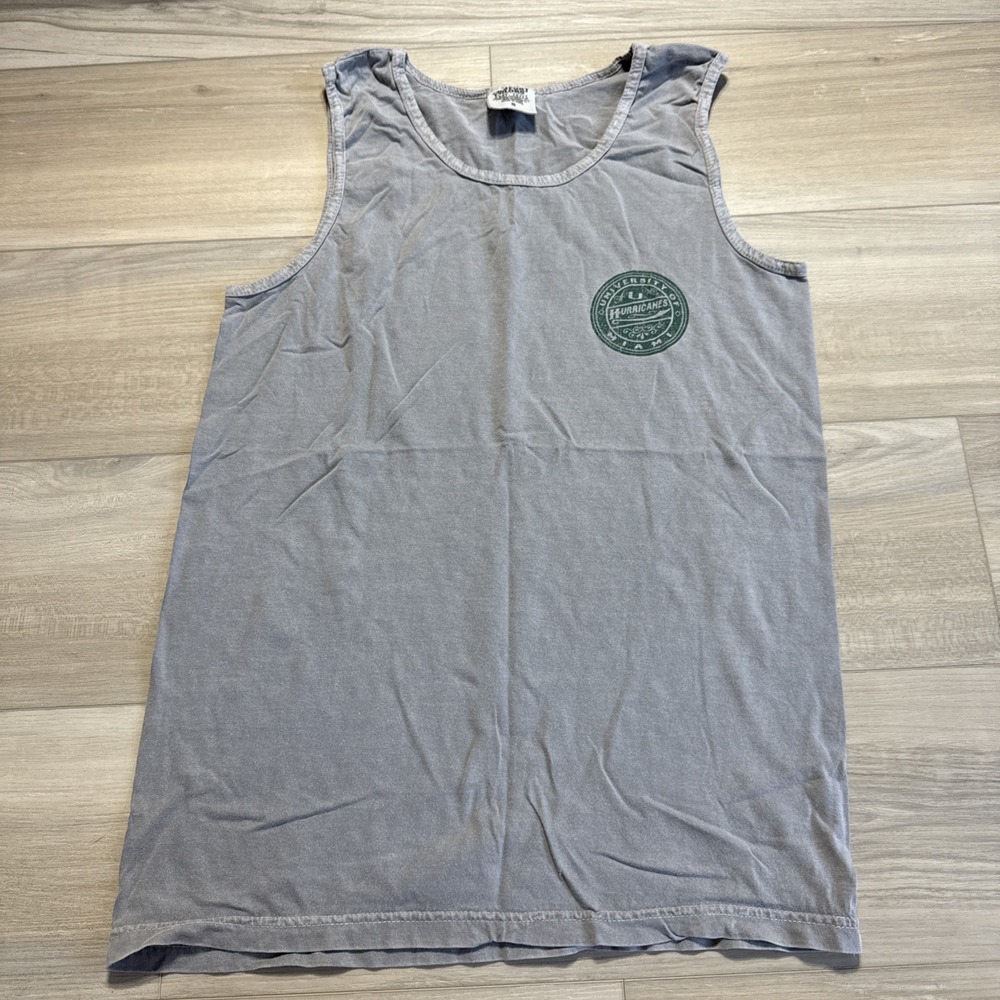 Miami Hurricanes Shirt Mens Small Grey NCAA Football Tank Top Comfort Colors